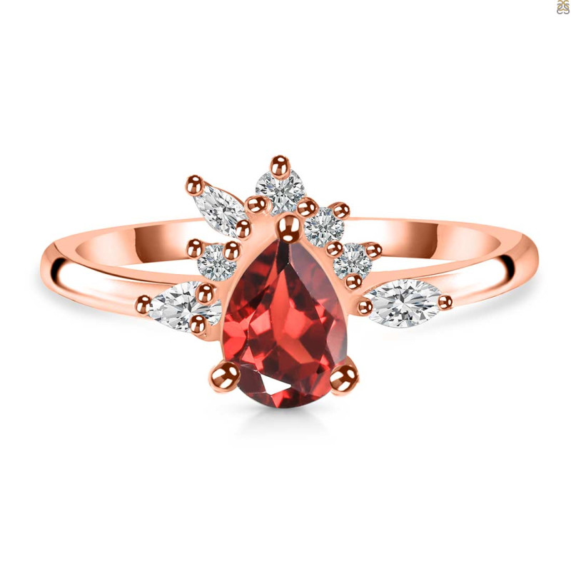 Garnet & White Topaz Ring GAR-RDR-2431.