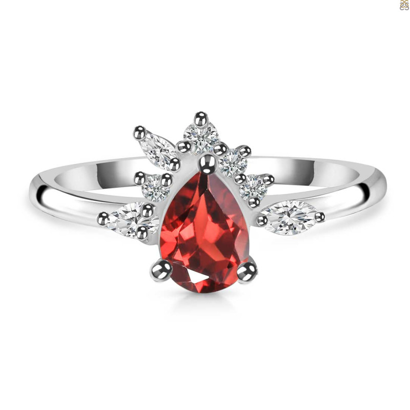 Garnet & White Topaz Ring GAR-RDR-2431.