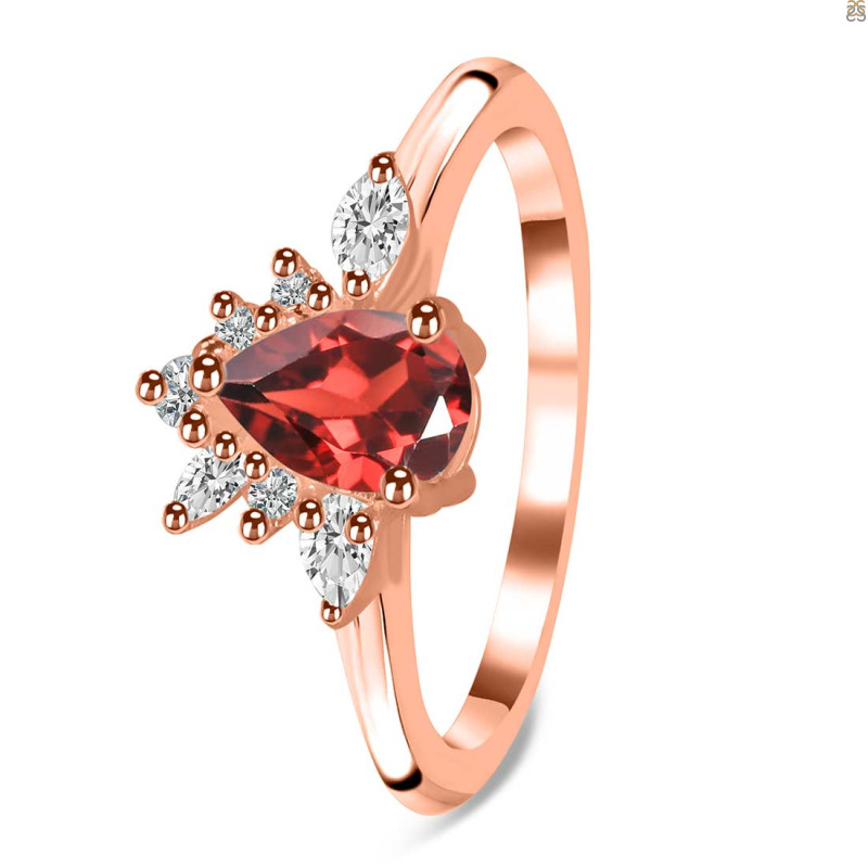 Garnet & White Topaz Ring GAR-RDR-2431.