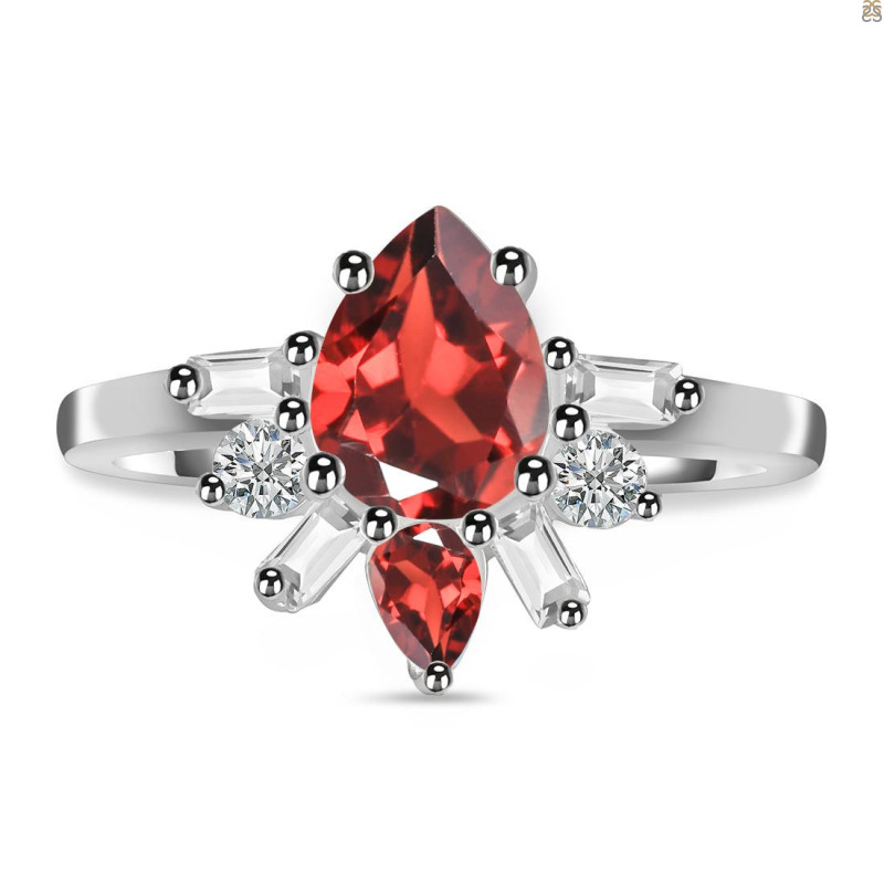 Garnet & White Topaz Ring GAR-RDR-2521.