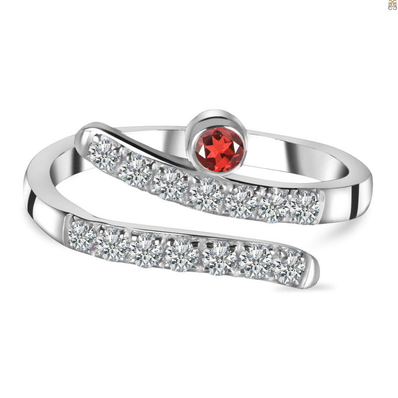 Garnet & White Topaz Ring GAR-RDR-2526.