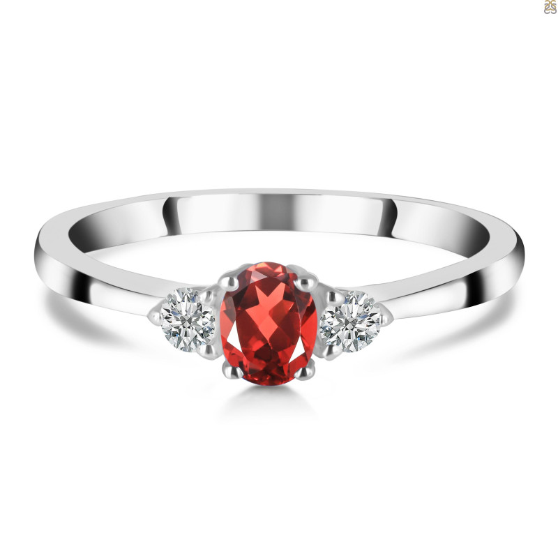 Garnet & White Topaz Ring GAR-RDR-2542.