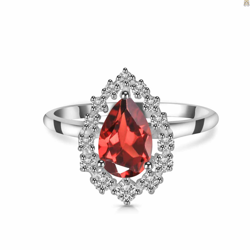 Garnet & White Topaz Ring GAR-RDR-2770.