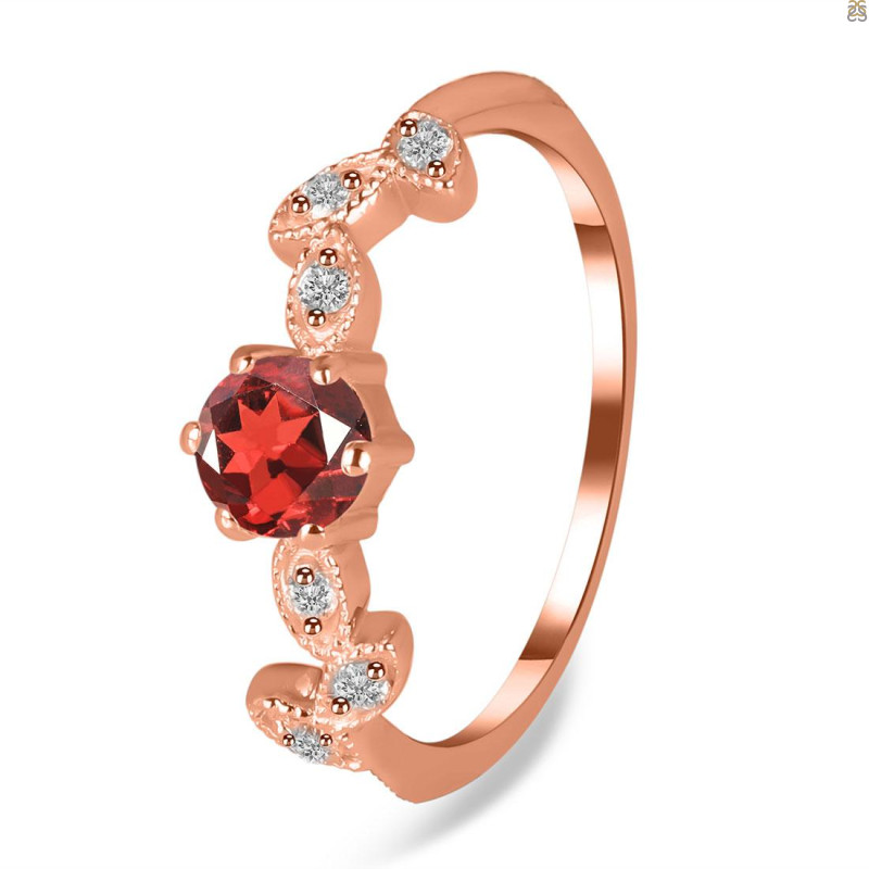 Garnet & White Topaz Ring GAR-RDR-2981.