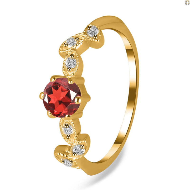 Garnet & White Topaz Ring GAR-RDR-2981.