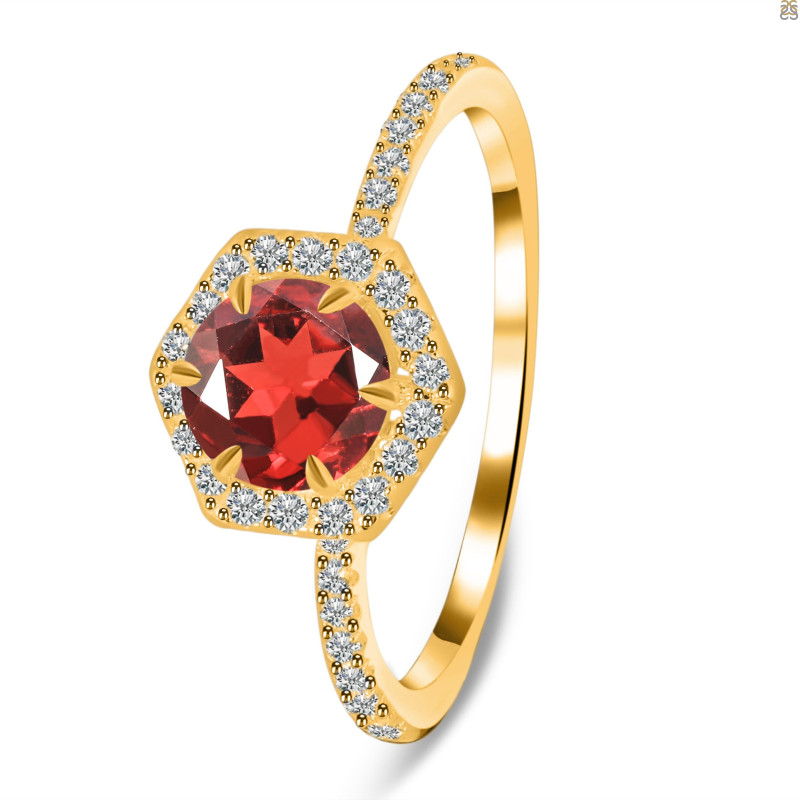 Garnet & White Topaz Ring GAR-RDR-3146.