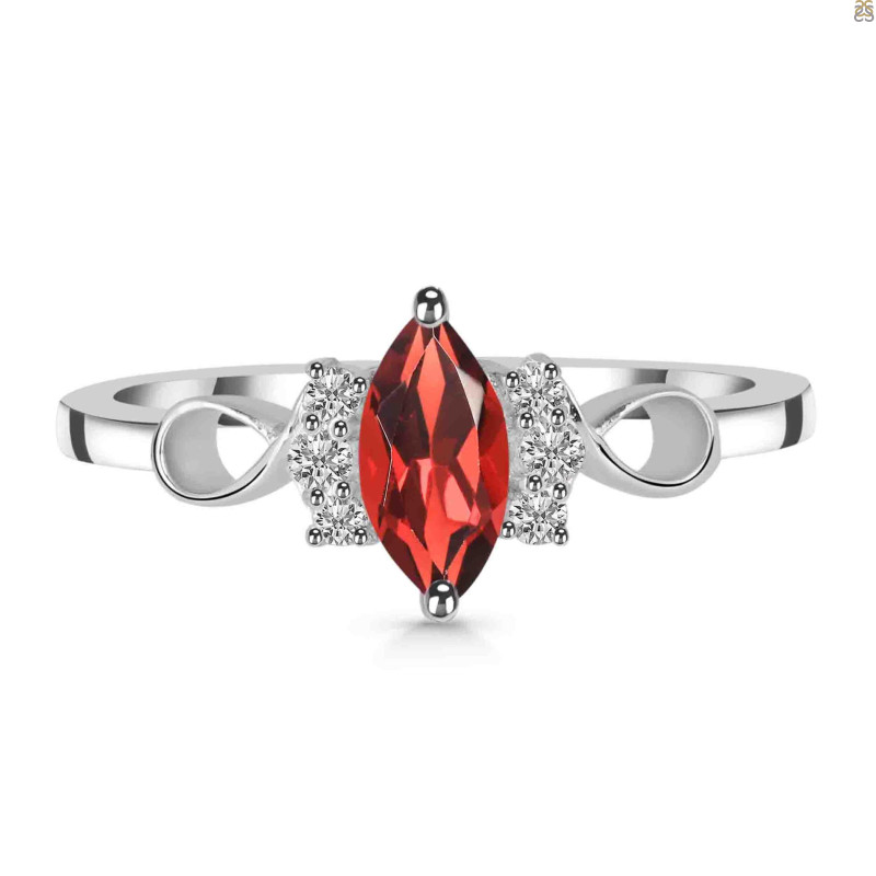 Garnet & White Topaz Ring GAR-RDR-349.