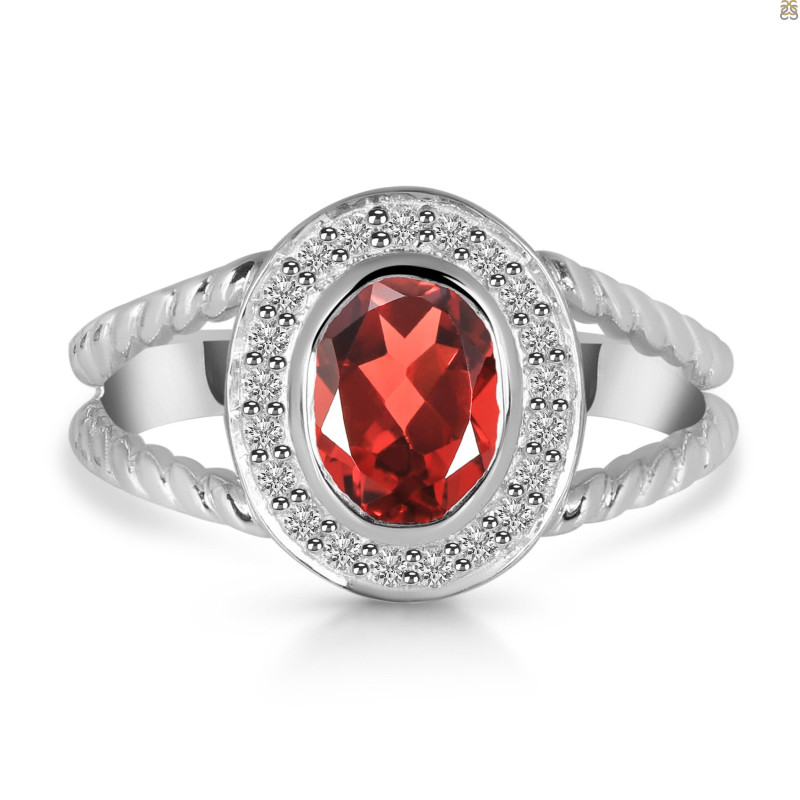 Garnet & White Topaz Ring GAR-RDR-359.