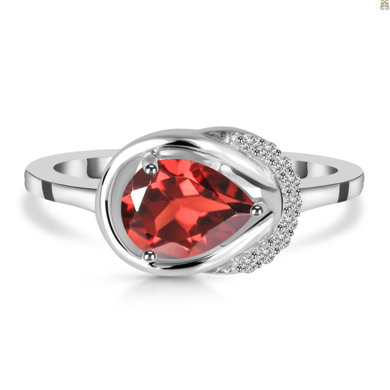 Garnet & White Topaz Ring GAR-RDR-367.