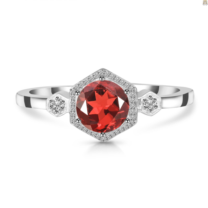 Garnet & White Topaz Ring GAR-RDR-373.