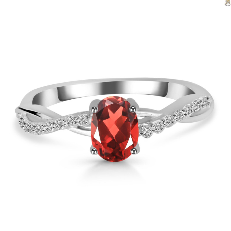 Garnet & White Topaz Ring GAR-RDR-376.