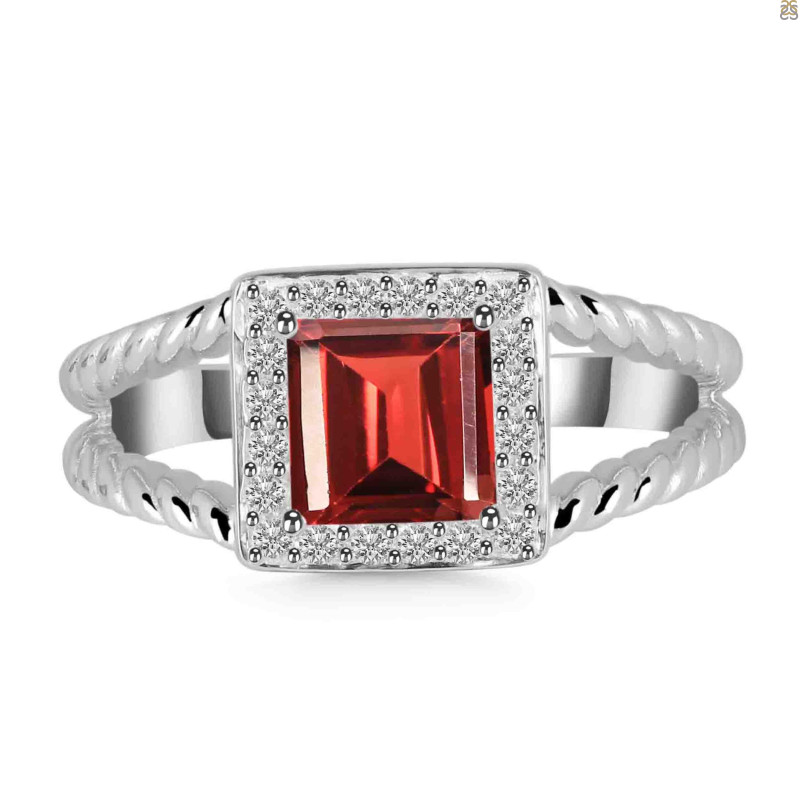 Garnet & White Topaz Ring GAR-RDR-388.