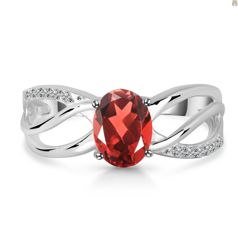 Garnet & White Topaz Ring GAR-RDR-395.
