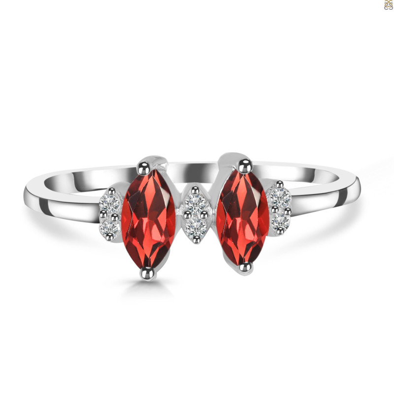 Garnet & White Topaz Ring GAR-RDR-418.