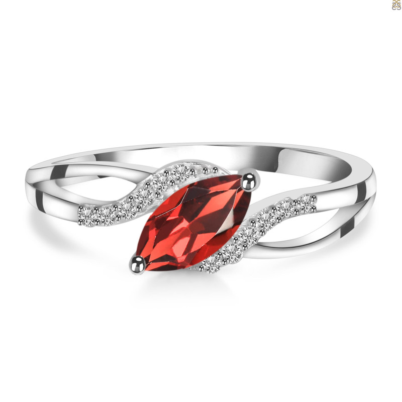 Garnet & White Topaz Ring GAR-RDR-422.