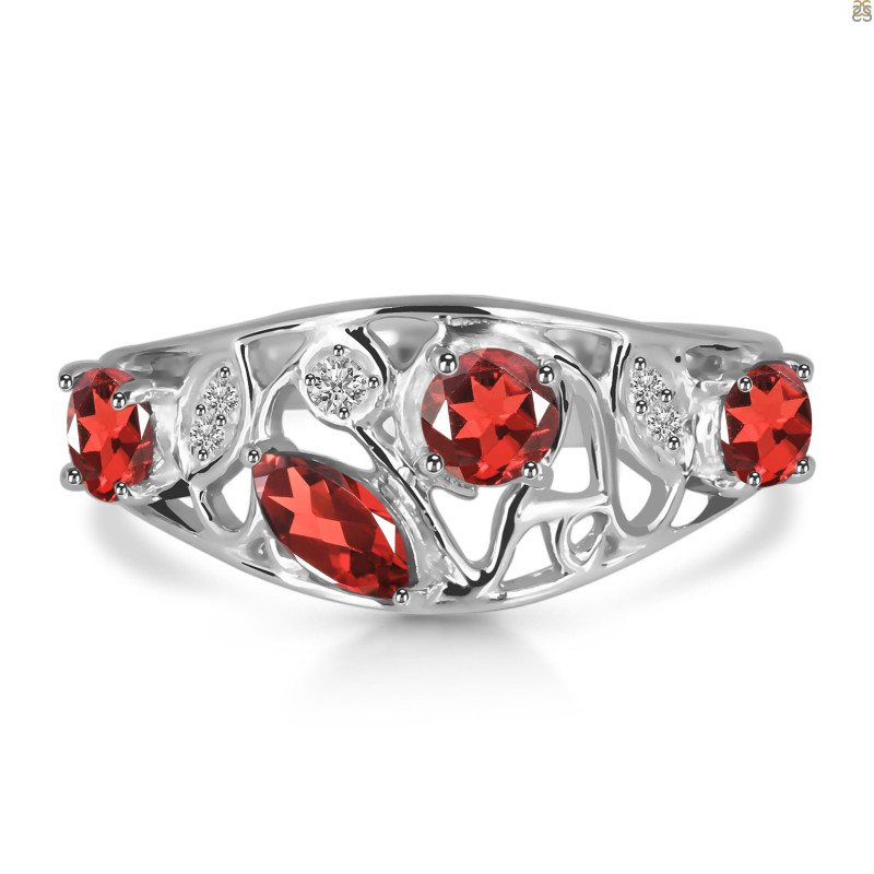 Garnet & White Topaz Ring GAR-RDR-459.