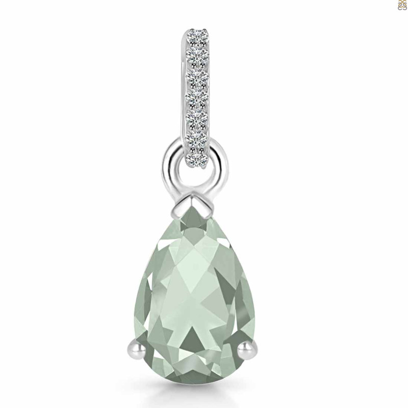 Green Amethyst & White Topaz Pendant GRA-RDP-757-CZ.