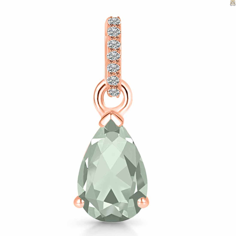Green Amethyst & White Topaz Pendant GRA-RDP-757-CZ.