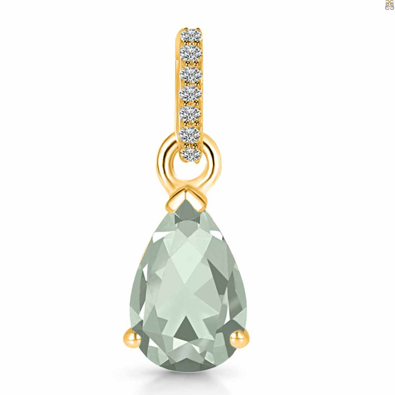 Green Amethyst & White Topaz Pendant GRA-RDP-757-CZ.