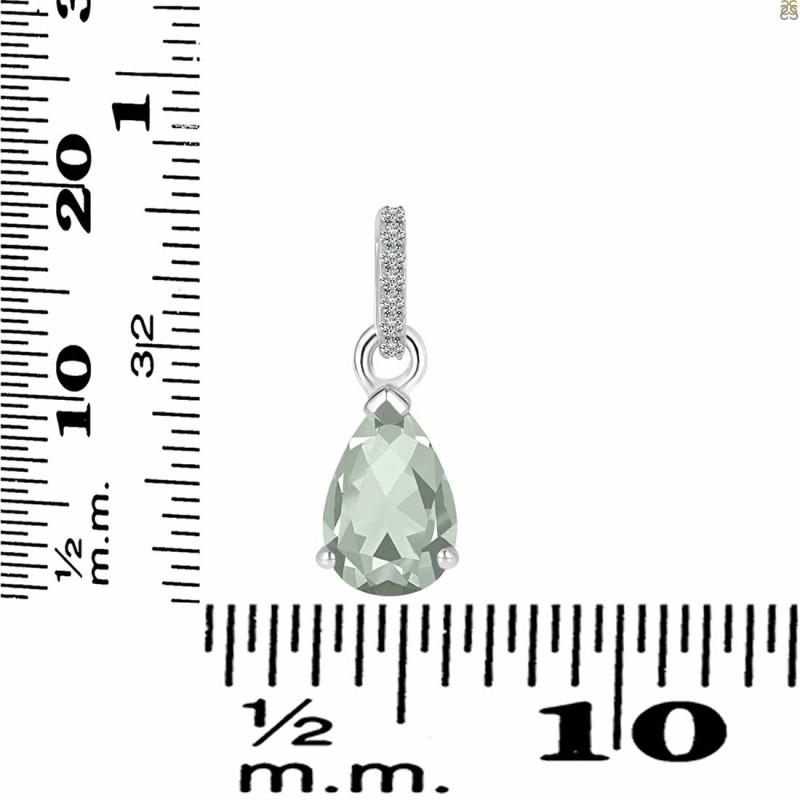 Green Amethyst & White Topaz Pendant GRA-RDP-757-CZ.