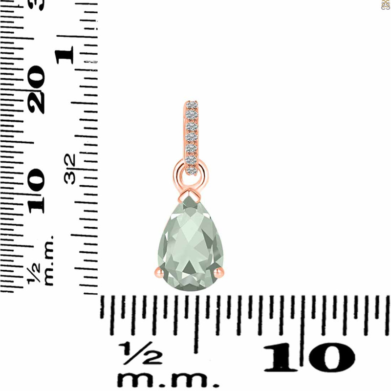 Green Amethyst & White Topaz Pendant GRA-RDP-757-CZ.