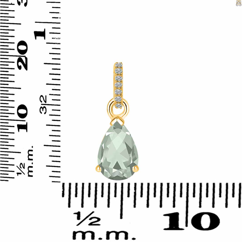 Green Amethyst & White Topaz Pendant GRA-RDP-757-CZ.