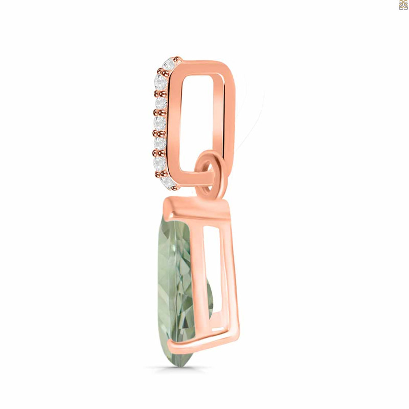 Green Amethyst & White Topaz Pendant GRA-RDP-757-CZ.