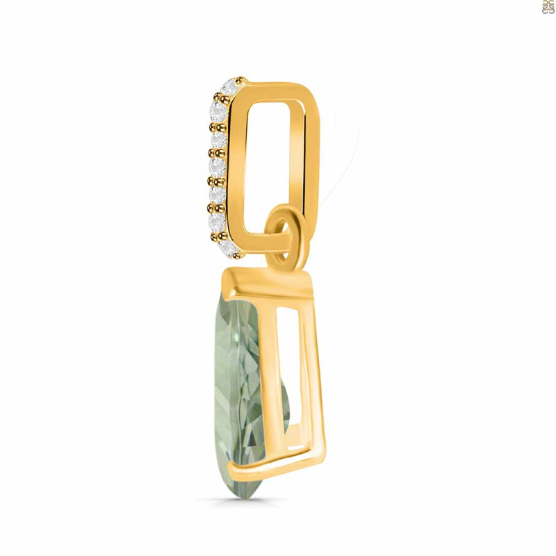 Green Amethyst & White Topaz Pendant GRA-RDP-757-CZ.