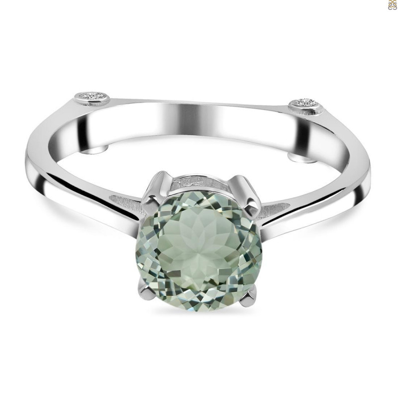 Green Amethyst & White Topaz Ring GRA-RDR-1786.