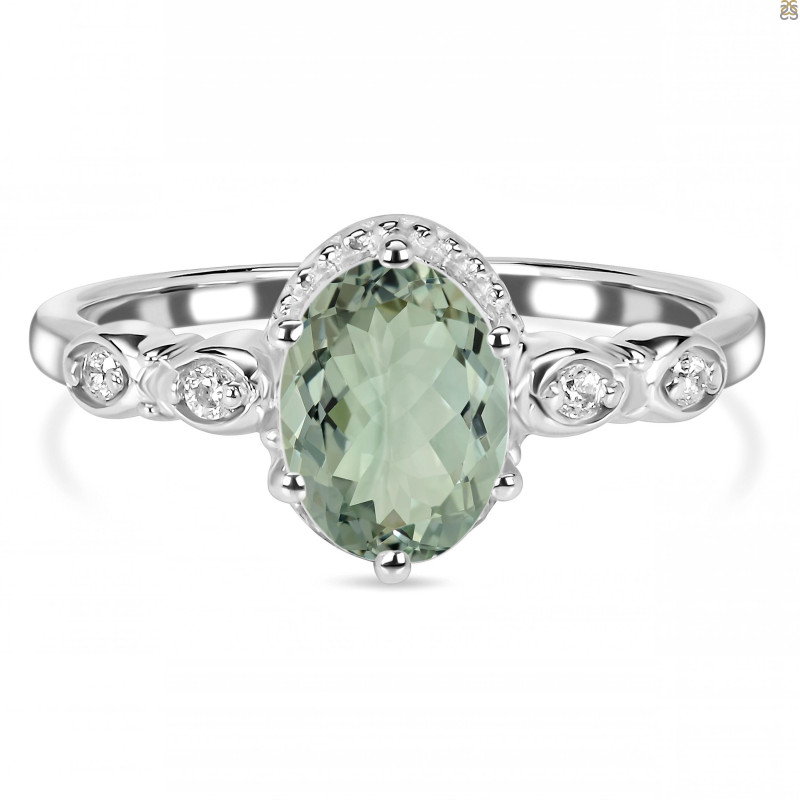 Green Amethyst & White Topaz Ring GRA-RDR-2182.