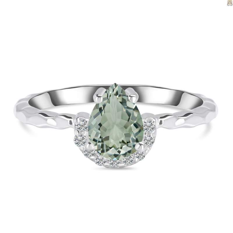 Green Amethyst & White Topaz Ring GRA-RDR-2192.