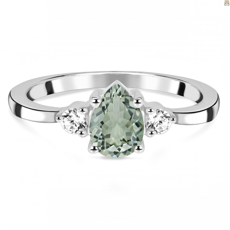 Green Amethyst & White Topaz Ring GRA-RDR-2213.