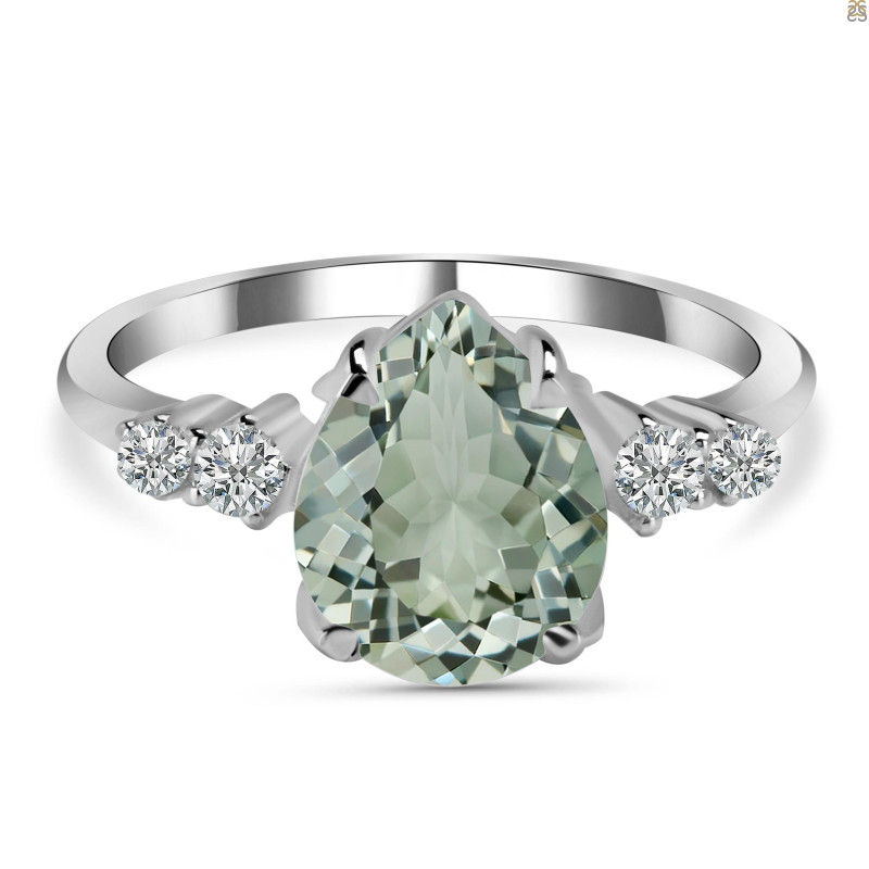 Green Amethyst & White Topaz Ring GRA-RDR-2216.