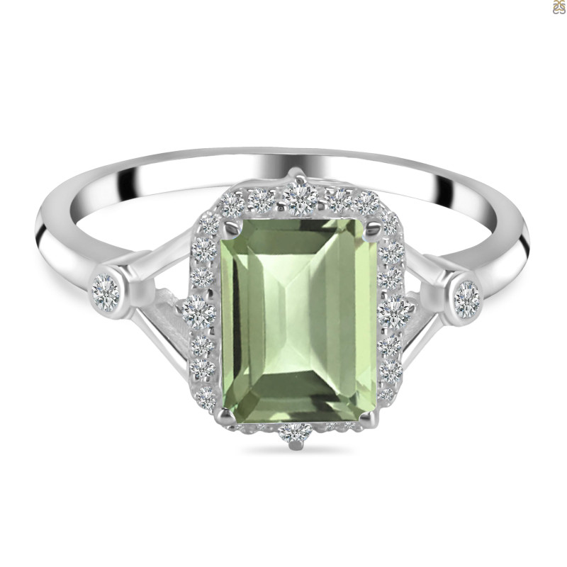 Green Amethyst & White Topaz Ring GRA-RDR-2252.