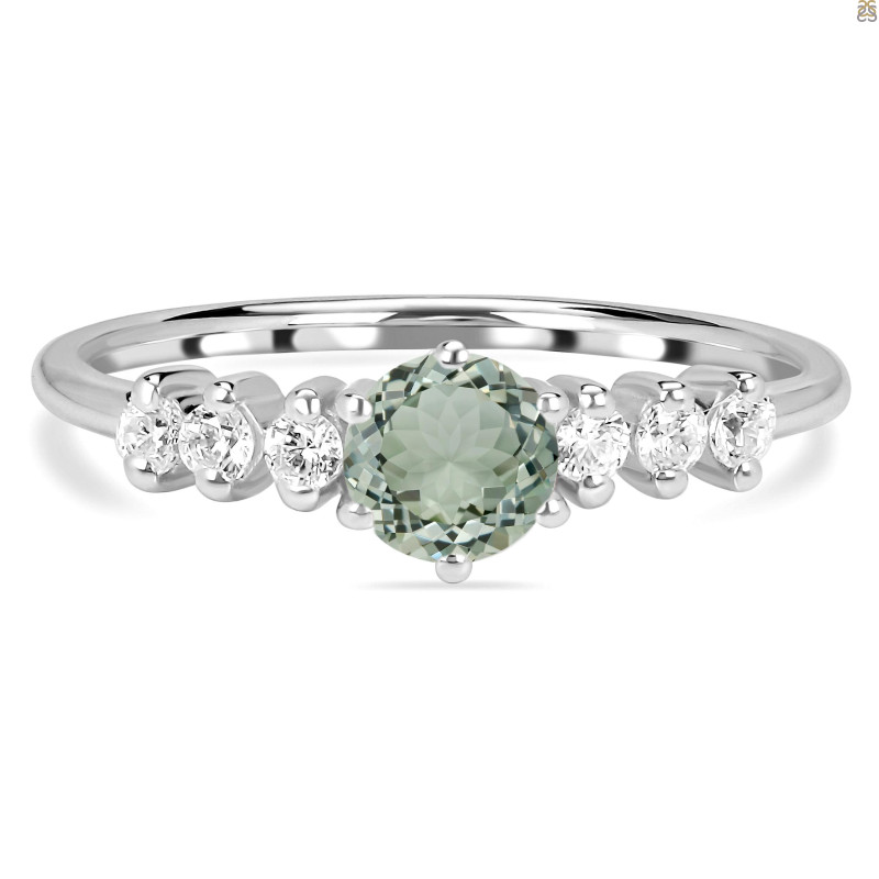 Green Amethyst & White Topaz Ring GRA-RDR-2259.