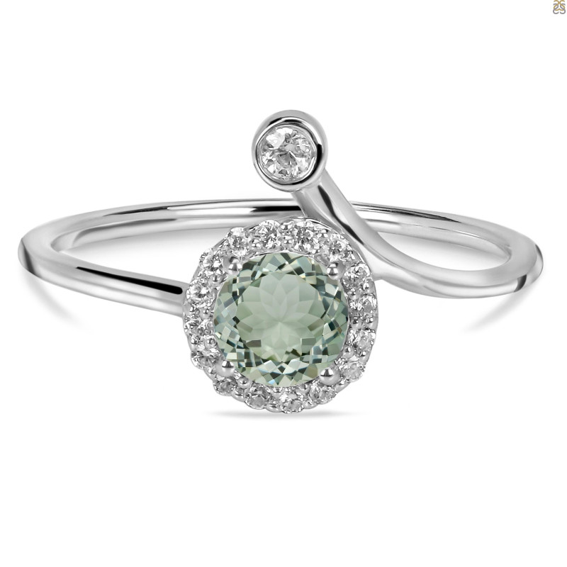 Green Amethyst & White Topaz Ring GRA-RDR-2261.