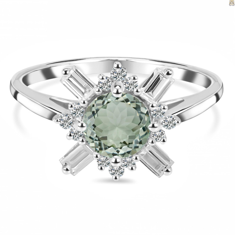 Green Amethyst & White Topaz Ring GRA-RDR-2264.