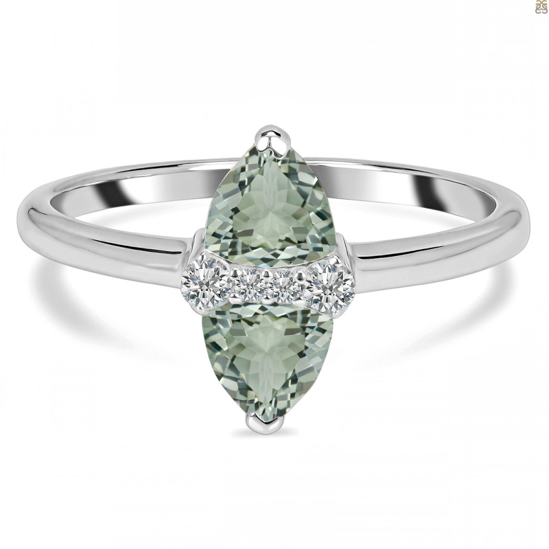 Green Amethyst & White Topaz Ring GRA-RDR-2266.