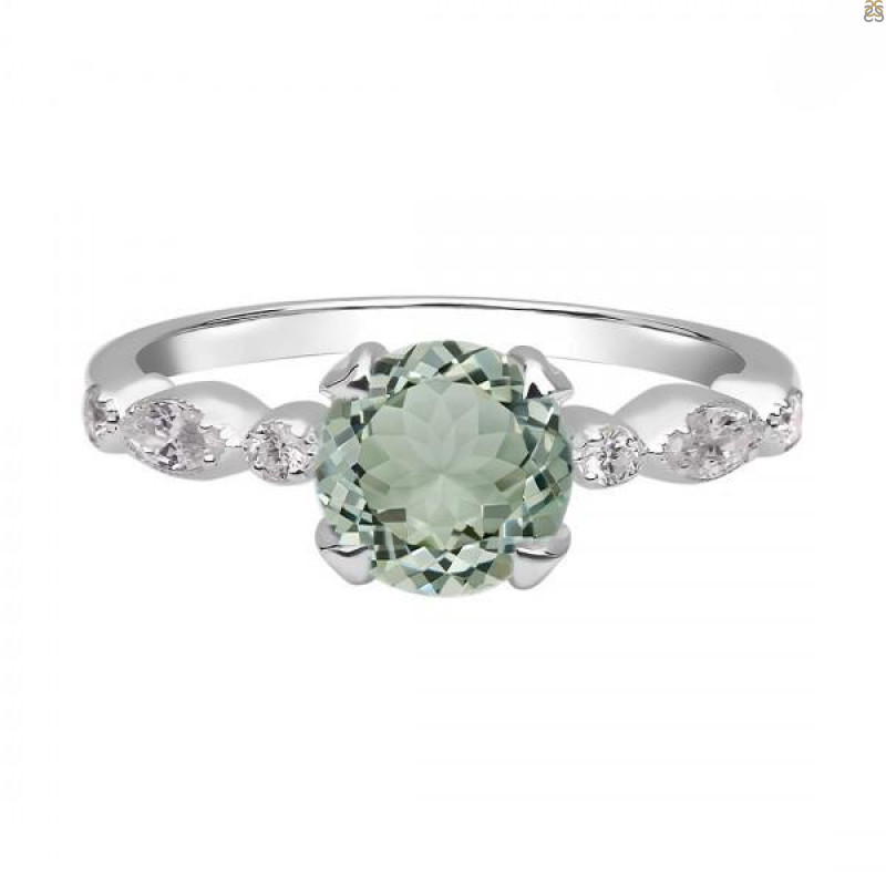 Green Amethyst & White Topaz Ring GRA-RDR-2269.