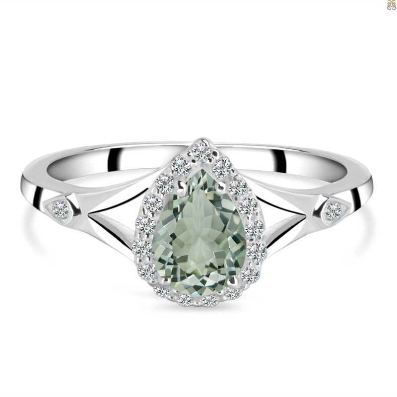 Green Amethyst & White Topaz Ring GRA-RDR-2271.