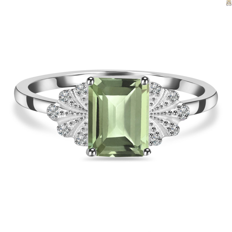 Green Amethyst & White Topaz Ring GRA-RDR-2272.