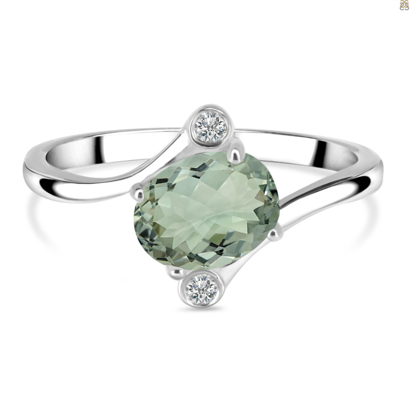 Green Amethyst & White Topaz Ring GRA-RDR-3264.
