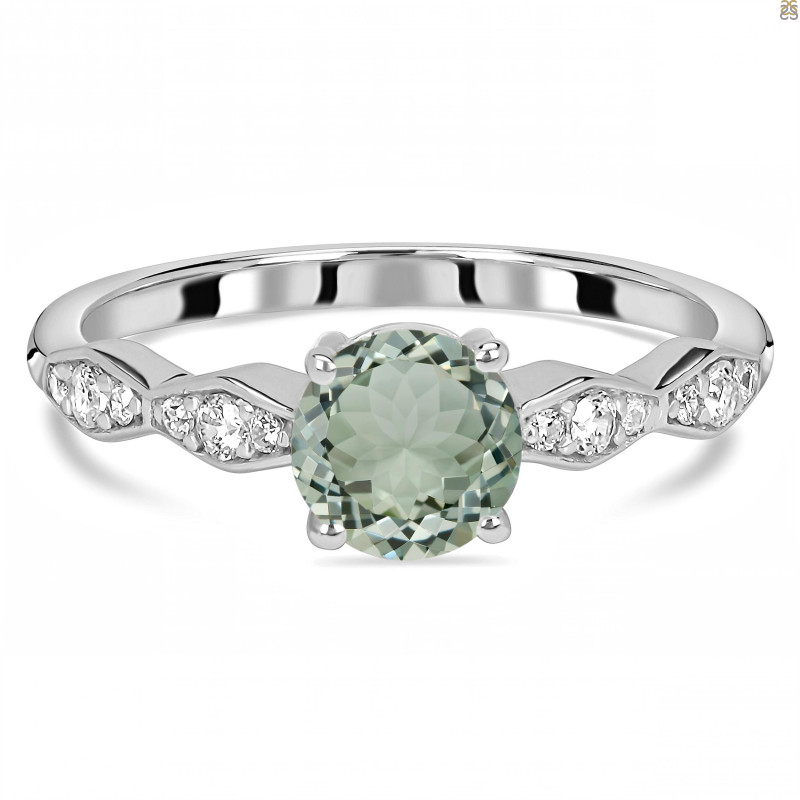Green Amethyst & White Topaz Ring GRA-RDR-2288.