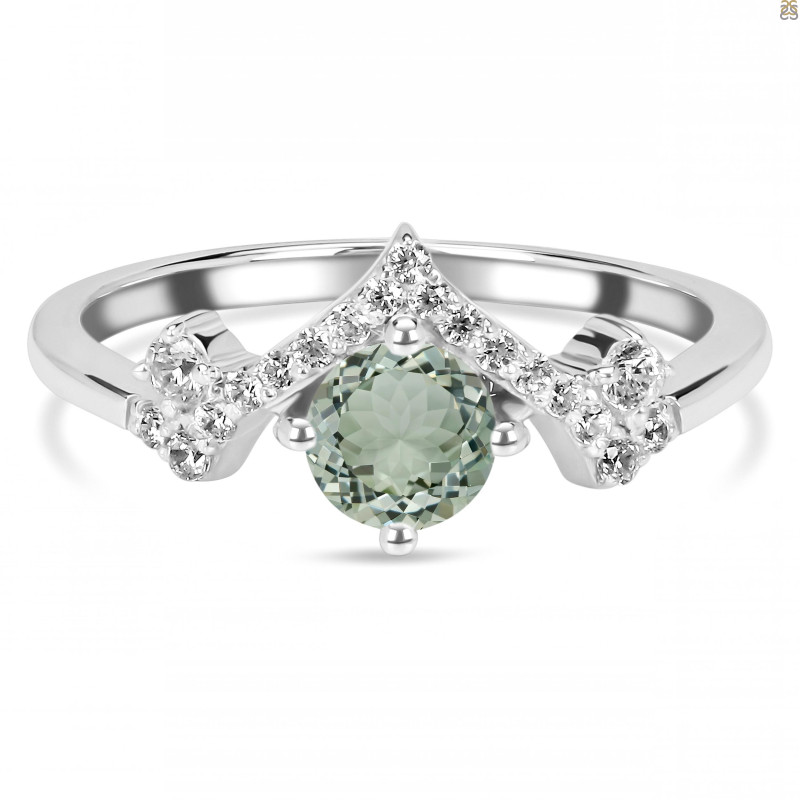 Green Amethyst & White Topaz Ring GRA-RDR-2296.