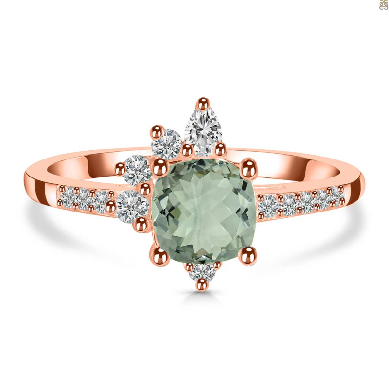 Green Amethyst & White Topaz Ring GRA-RDR-2404.