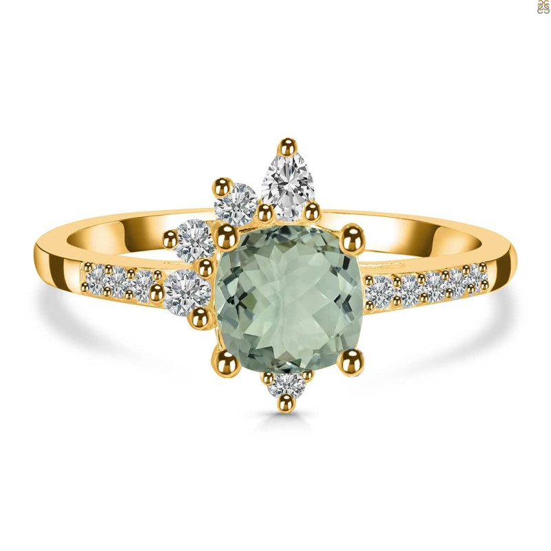 Green Amethyst & White Topaz Ring GRA-RDR-2404.