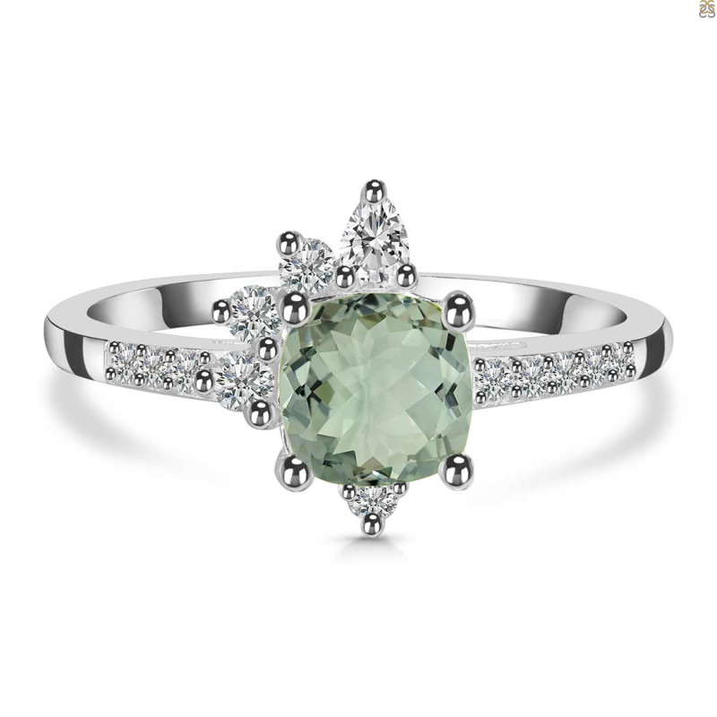 Green Amethyst & White Topaz Ring GRA-RDR-2404.