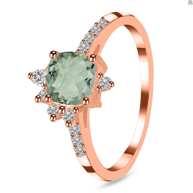 Green Amethyst & White Topaz Ring GRA-RDR-2404.
