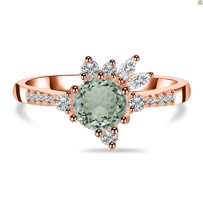 Green Amethyst & White Topaz Ring GRA-RDR-2406.