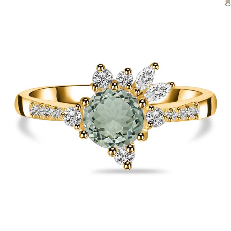 Green Amethyst & White Topaz Ring GRA-RDR-2406.
